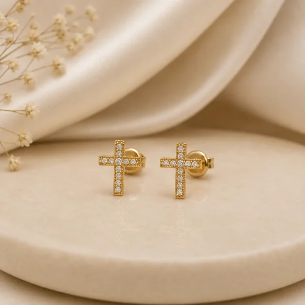 Topos Cruz con Circón Blanco